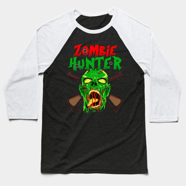 Zombie Hunter design Halloween Scary Horror Costume Gift Baseball T-Shirt by Dr_Squirrel